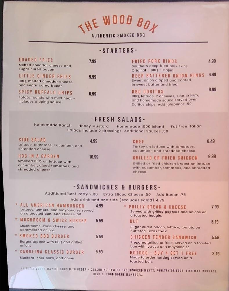 The Wood Box BBQ & Ribs Menu image 1
